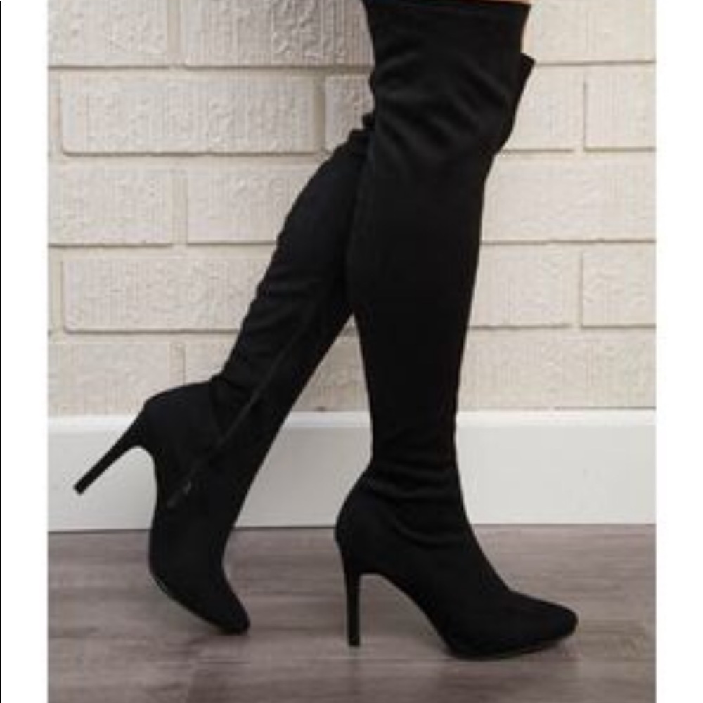 Black thigh high boots